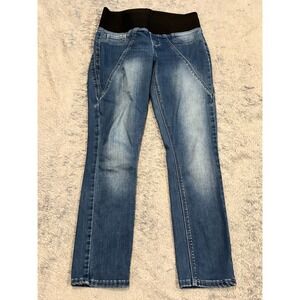 DKNY Maternity Jeans Womens 02 Blue Denim Belly Panel Stretch Pull On Straight